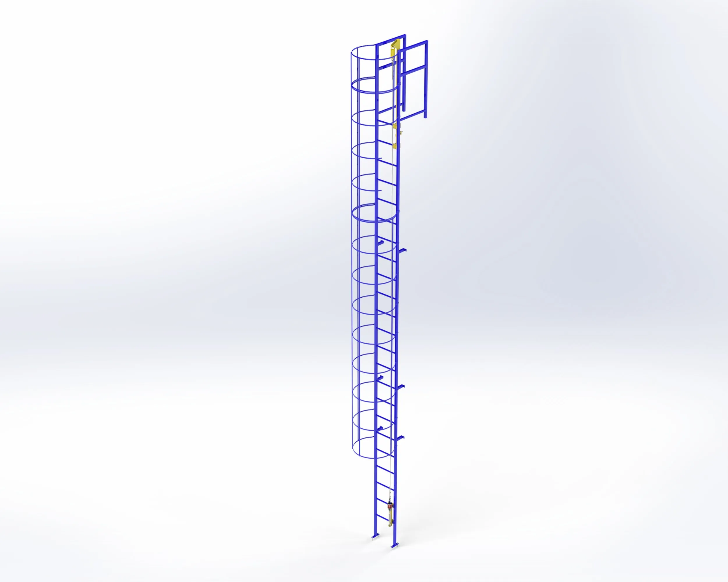 Sistema completo: escalera con jaula y línea de vida vertical
